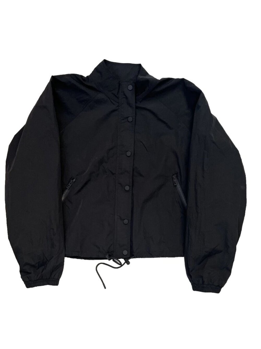 Good American Black Nylon Track Jacket XL Size 4 Water Resistant Full Zip Snap